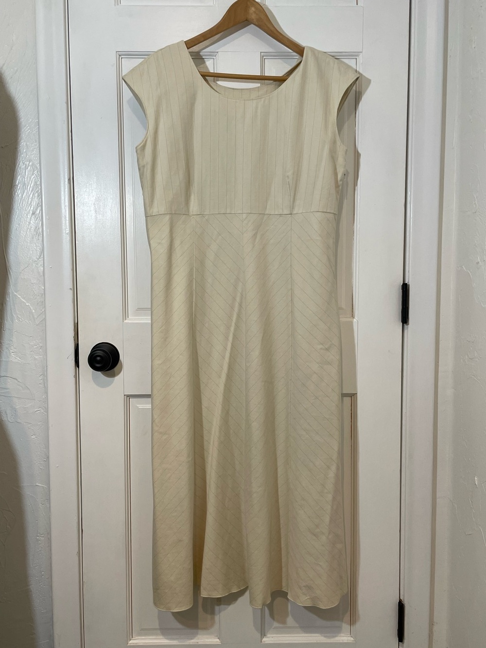 J. Jill Cream Cap-Sleeve linen blend Midi Dress size 14 - Picture 1 of 6